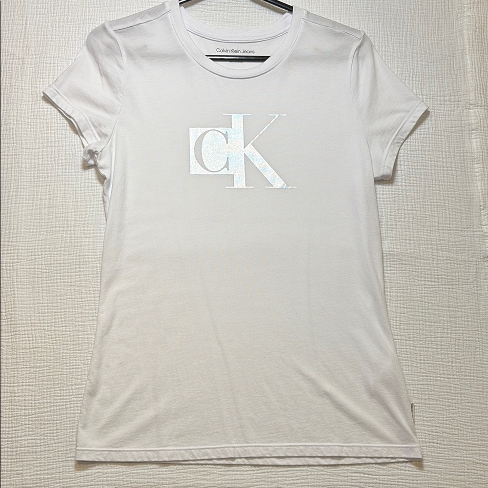 Calvin Klein Silver Fitted Polo Short Sleeve Tee